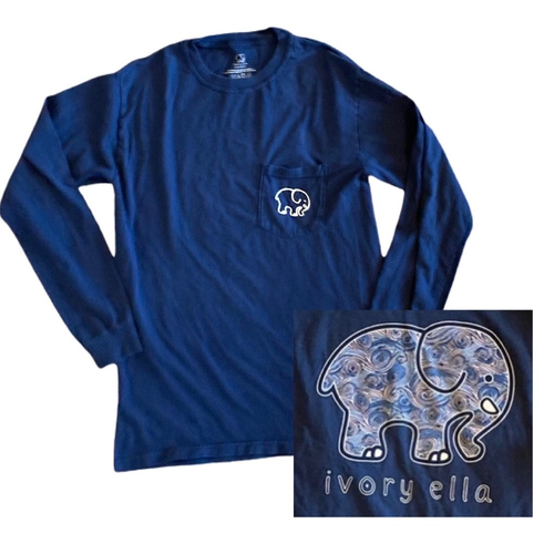 Ivory Ella Womens T-Shirt Blue Elephant 