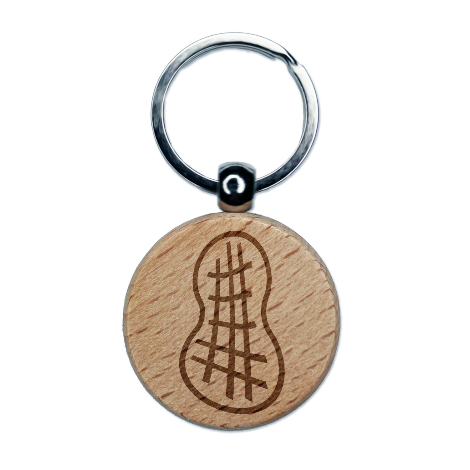 Peanut Doodle Engraved Wood Round Keychain Tag Charm
