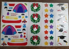 Vtg Mrs. Grossman's Sticker Lot Full Partial Sheets Camping Stars Tree Wreath