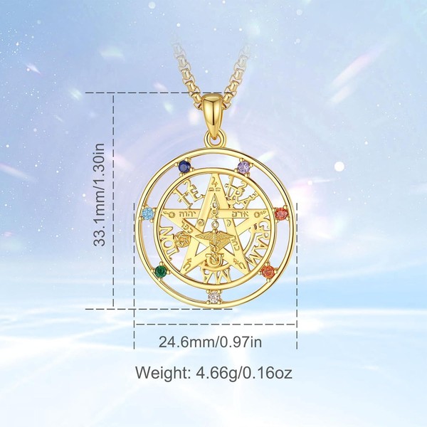 Alternate view of 18k Gold Plated Sterling Silver Pentagram Tetragrammaton Necklace For Women Men