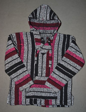 Mexican Baja Hoodie Black Grey Pink Striped Surfer Kids FAST SHIPPING 