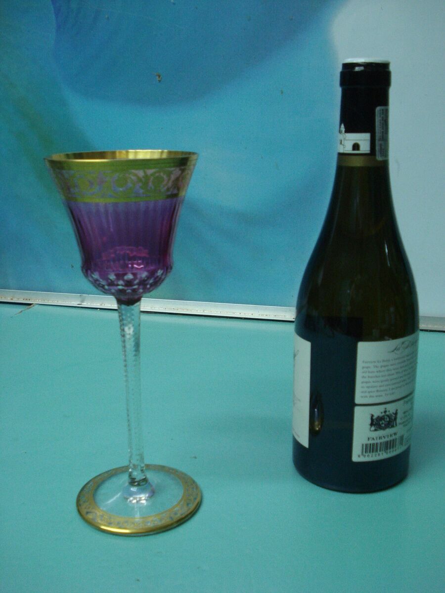 Rare Thistle St Louis Hermes cranberry Crystal cut wine Rare Thistle St Louis Hermes cranberry Crystal cut wine