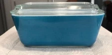 VINTAGE PYREX Refrigerator Dish Horizon Blue 0502 w/ Lid 502C