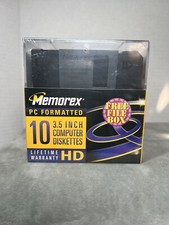 Memorex 10 Pack 3.5 Inch Computer Diskettes Floppy Discs Brand New Sealed IBM