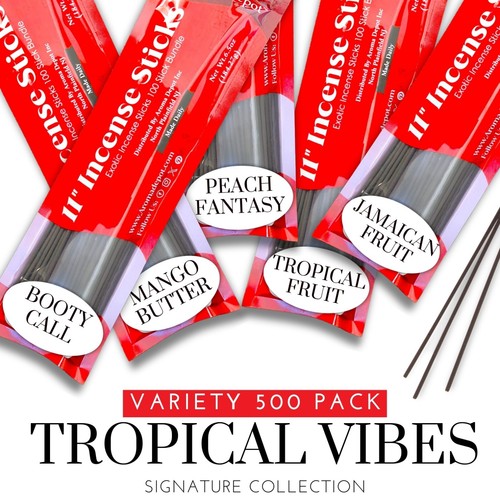 11'' Incense Sticks Variety Pack 500 Sticks TROPICAL VIBES Hand Dipped Wholesale - Picture 9 of 23