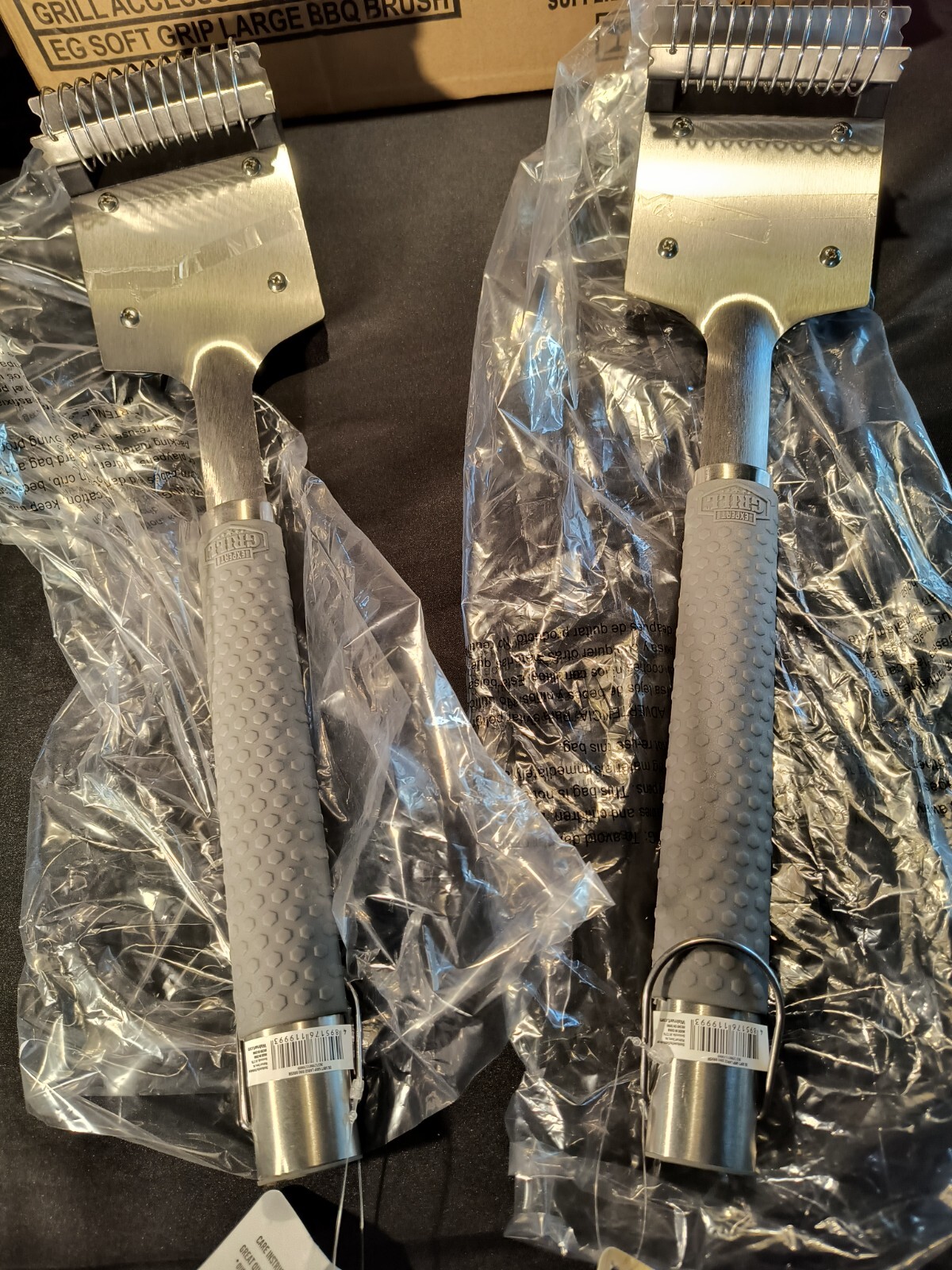 NEW Set of 2 Expert Grill Stainless Steel Grill Brush with Ergonomic Grip BBQ