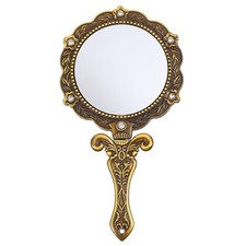Vintage Handheld Folding Mirror with Crystal Accents, Portable Princess Mirro...