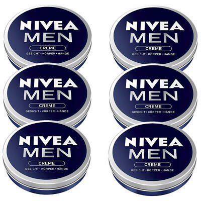 6x 75ml Nivea MEN Creme für Gesicht, Körper und Hände normale & trockene Haut