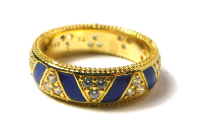 Authentic Pandora Ring, Shine Exotic Stones and Stripes Statement