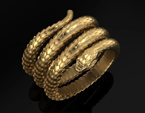 Mens Snake - Spiral Snake Ring - 18K Gold Snake Signet Ring, Christmas gifts