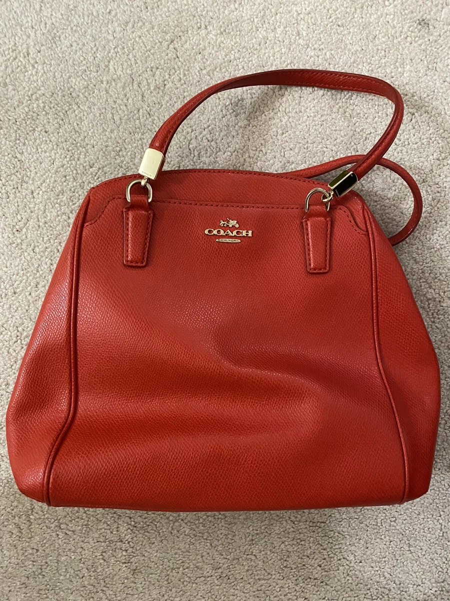 COACH Two Way Genuine Leather tote with Strap Cardinal Red