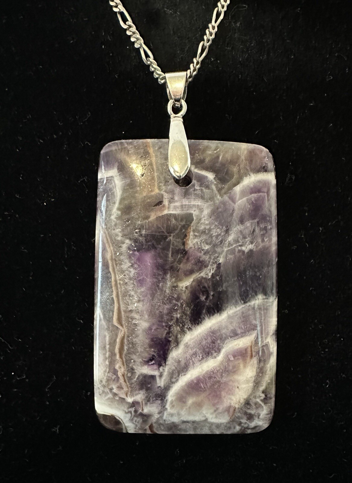 Vintage Solid Sterling Silver Chain With Amethyst… - image 3