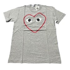 NWT CDG COMME DES GARCONS HEART SHIRT SZ L GREY RED SHORT SLEEVE 8 
