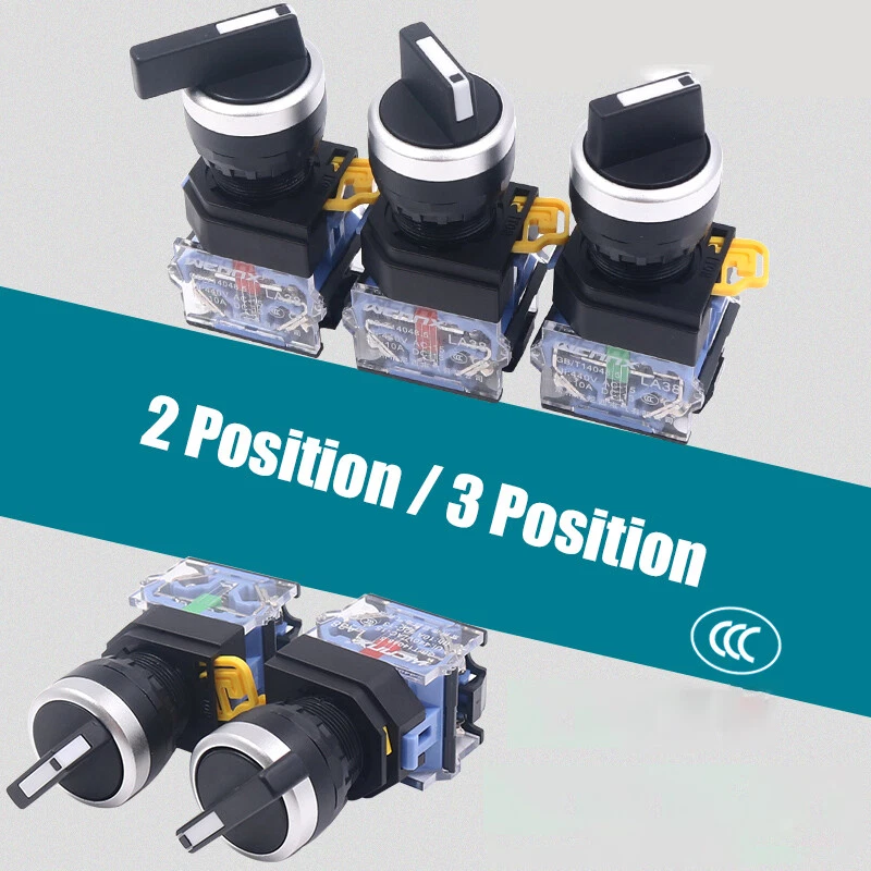 Drehschalter 2 / 3 Stellungen Wahlschalter Rastend Tastend Schließer Öffner 22mm