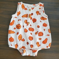 Cat Jack Romper 0-3 mos Sleeveless Pumpkins Fall Autumn Halloween 100 Cotton