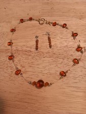Red Teardrop Necklace/Earrings Set.  55