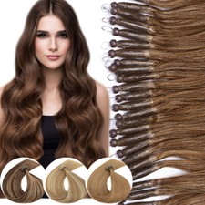 US CLEARANCE Nano Ring Tip 100 Remy Human Hair Extensions Micro Loop Beads 1G k