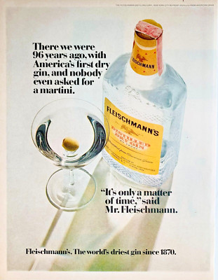 1966 Fleischmann's Gin Print Ad 13''x10''  Dry Martini