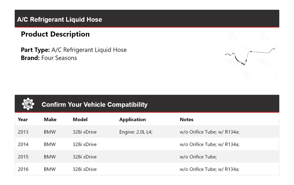 For 2013-2016 BMW 328i xDrive A/C Refrigerant Liquid Hose 4 Seasons 2014 2015 - Image 2 of 4
