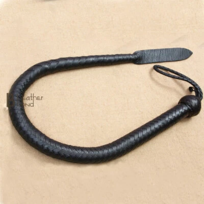 LB'S WHIP Bull Whip 3 Feet 16 Strands Cow Hide Real Leather Dragon Tail Bullwhip Black
