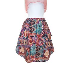 Vintage 70-80s Crazy Mini Skirt Handmade Flounce Ethnic Tribal Colorful Artsy XS