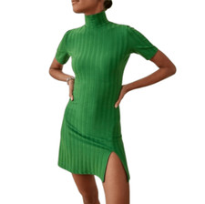 Reformation Zia Knit Mini Dress in Kelly Green Size Large , NWT
