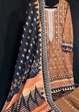 Beautiful Lawn Cotton Suit For Summer, Emb Shirt And Emb Dupatta- Large - 35