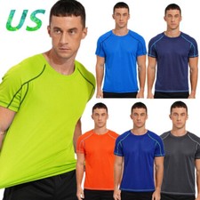 Men's Athletic Short Sleeve T-Shirt Quick Dry Workout UPF 50 Rash Guard Tops