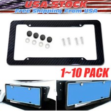 Black Car Carbon Fiber License Plate Frame Cover Front Rear Universal Usa Size