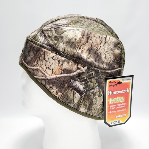 Huntworth Victor Mens Beanie Hat Cap Mossy Reversible Oak Country to Orange OSFM - Picture 3 of 10
