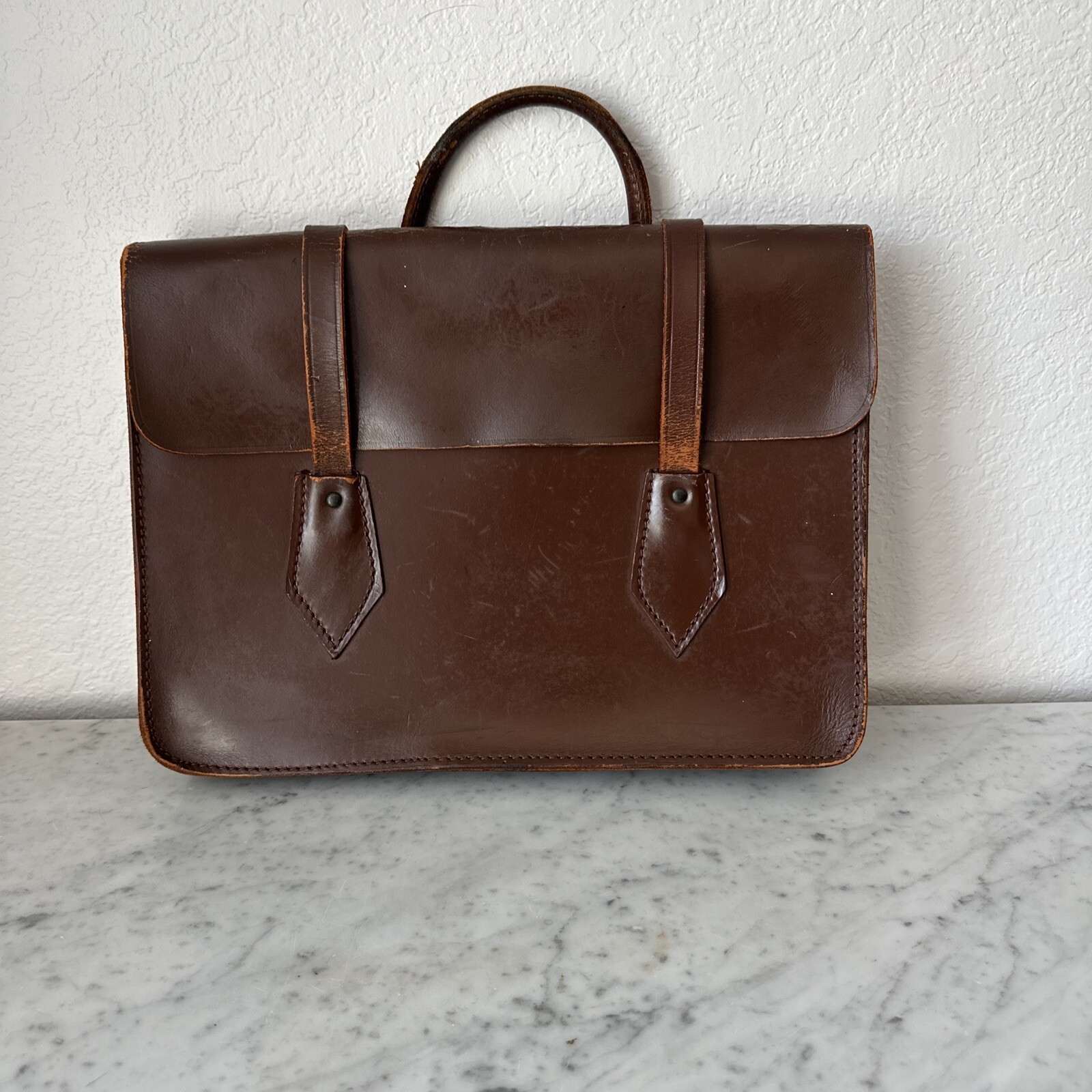 Antique Leather Briefcase Costume Made Durable Brown … Gem