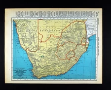 1937 McNally Map Union of South Africa Capetown Swaziland Orange Free Transvaal