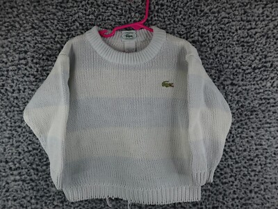 Vintage Chemise Lacoste Blue /White Striped Knit Sweater Kids Size Small  (4-5)