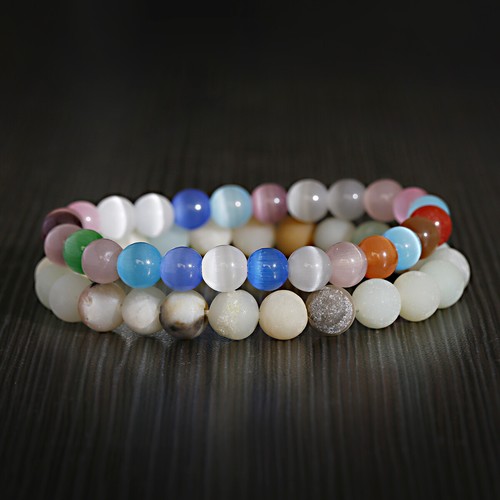 2pcs Natural Matte Amazonite Stone Opal Bead Fashion Charm Men S Bracelets Gift Ebay
