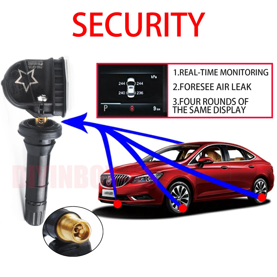 4pcs TPMS Tire Pressure Monitoring Sensors fo Chevy GMC GM OEM 13516164/13598772 Foto 3 de 4