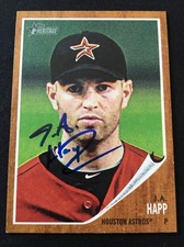 J.A. Happ Astros Signed Auto Autographed 2011 Topps Heritage Card #177 ~ COA