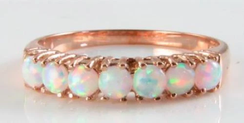 Anillo Eternidad Art Déco 9CT 9K Oro Rosa Ópalo Natural, Talla Gratis
