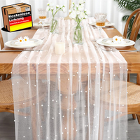 Lomohoo TischläUfer Weiß 75X300Cm TischläUfers Hochzeit With Perlen Mit TüLl, Kä