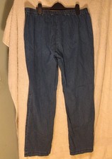Womens Elastic Waist Cotton Traders Jeans Size 18 Blue Straight Leg
