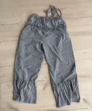 Womens Gray Ruffle Hem Pants Lounge Boho Wide...