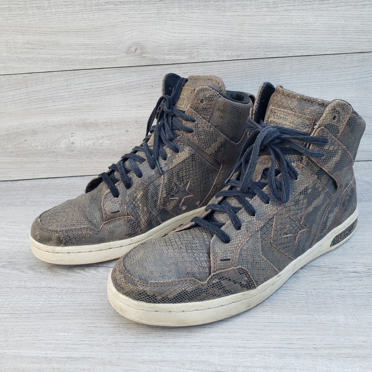 Rare Converse Weapon Hi John Varvatos Brown Snake-Embossed Sz 9