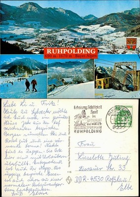 Postcard Ruhpolding multi-picture card with various views 1981
