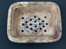 60178 Old Vintage Antique Printed Pottery Ironstone Kitchen Strainer Pot Jar Jug