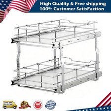 2-Tier Pull Out Cabinet Organizer for Kitchen Shelves Sliding Cabinet 20"X21"