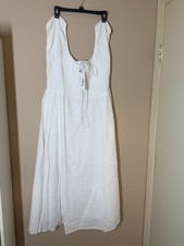 The Drop Melody Cap Sleeve Dress – White Eyelet, Size L, Sleeveless Dress,