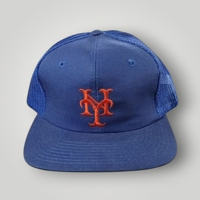 Vintage 90s New York Mets Baseball Snapback Hat Cap MLB Drew Pearson Mesh