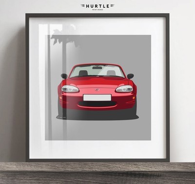 Mazda MX5 MK2 Artwork Print, Classic Car Gift idea, Add Reg & Colour