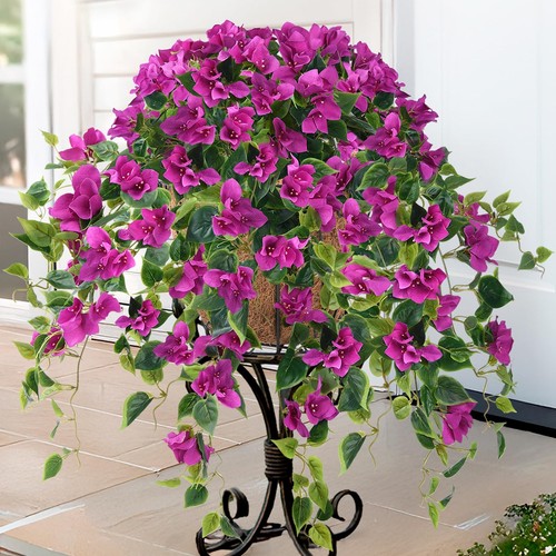 Artificial Flowers Hanging Basket4Pcs Bougainvillea Silk Vine Flowers for Outdo