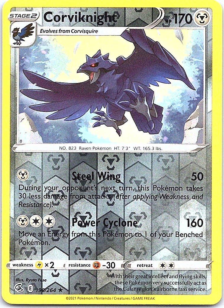 Corviknight Rare SWSH08: Fusion Strike 190/264 NM