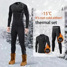 Men 2 Pieces Thermal Underwear Set Winter Base Layer Long Johns Top Bottoms UK